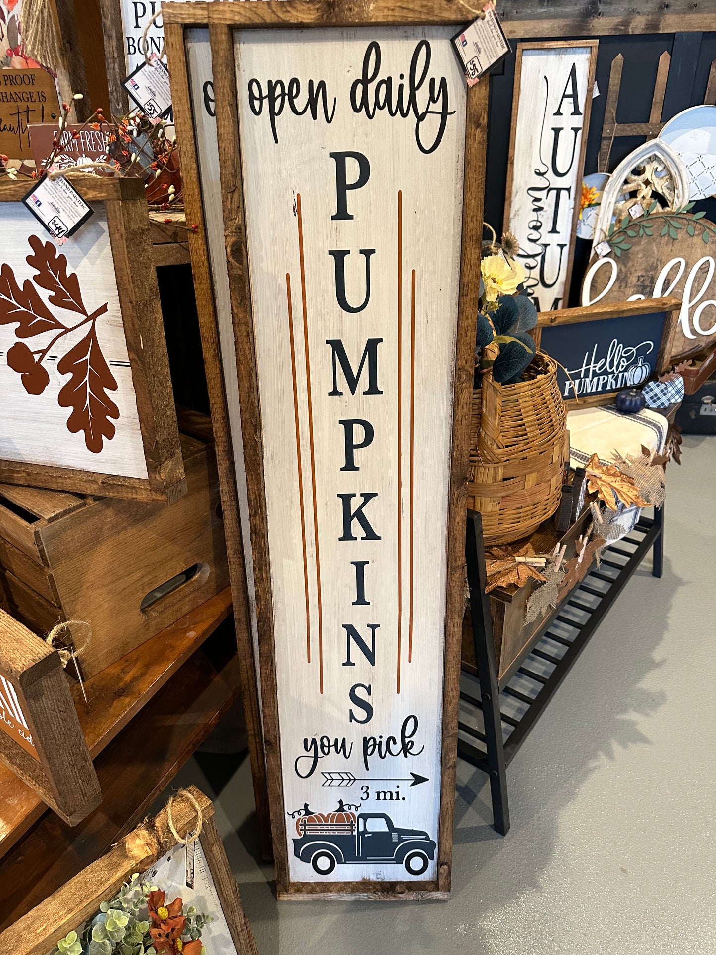 Pumpkins with Truck Porch Leaner