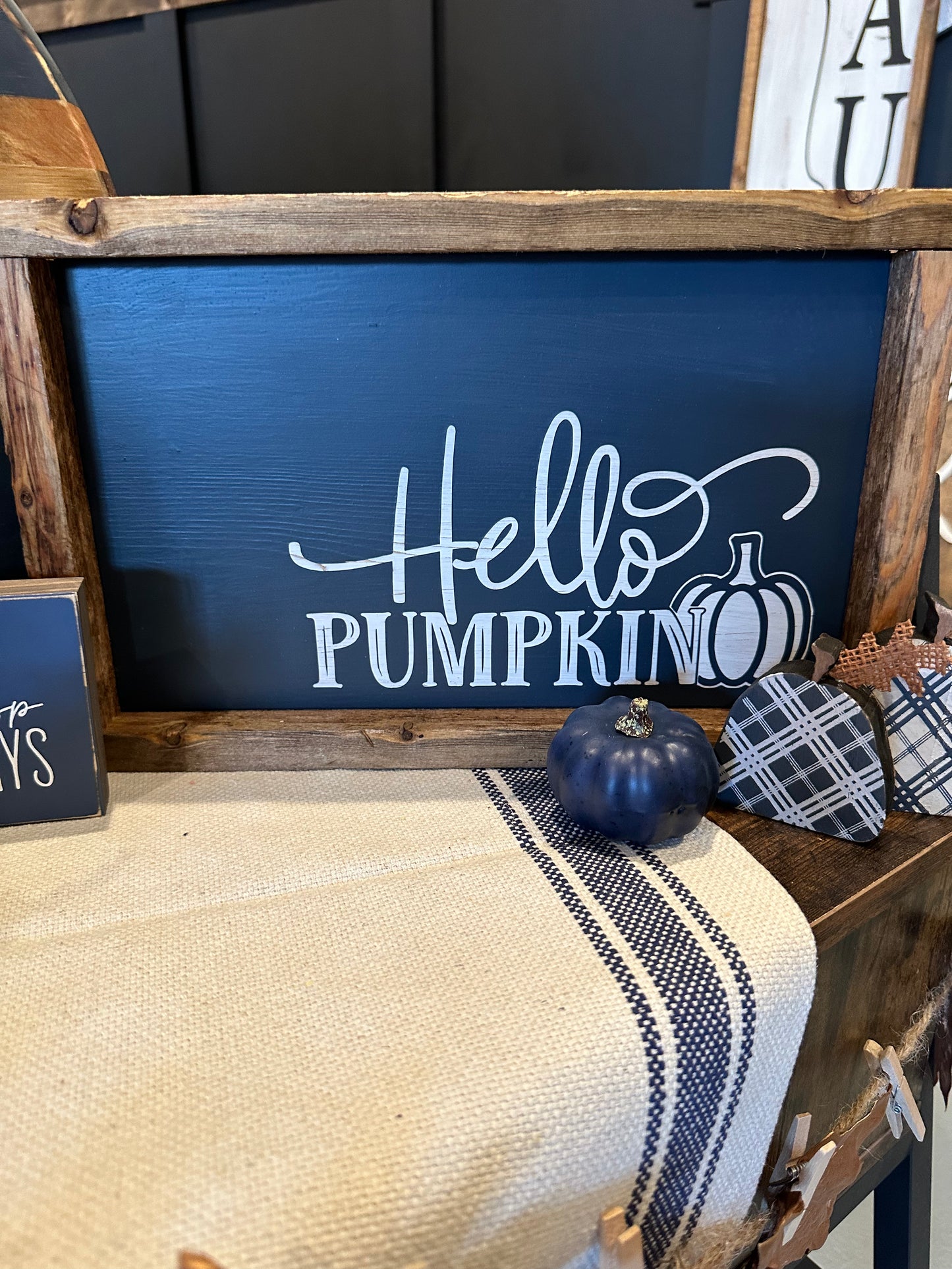Navy Hello Pumpkin Tabletop