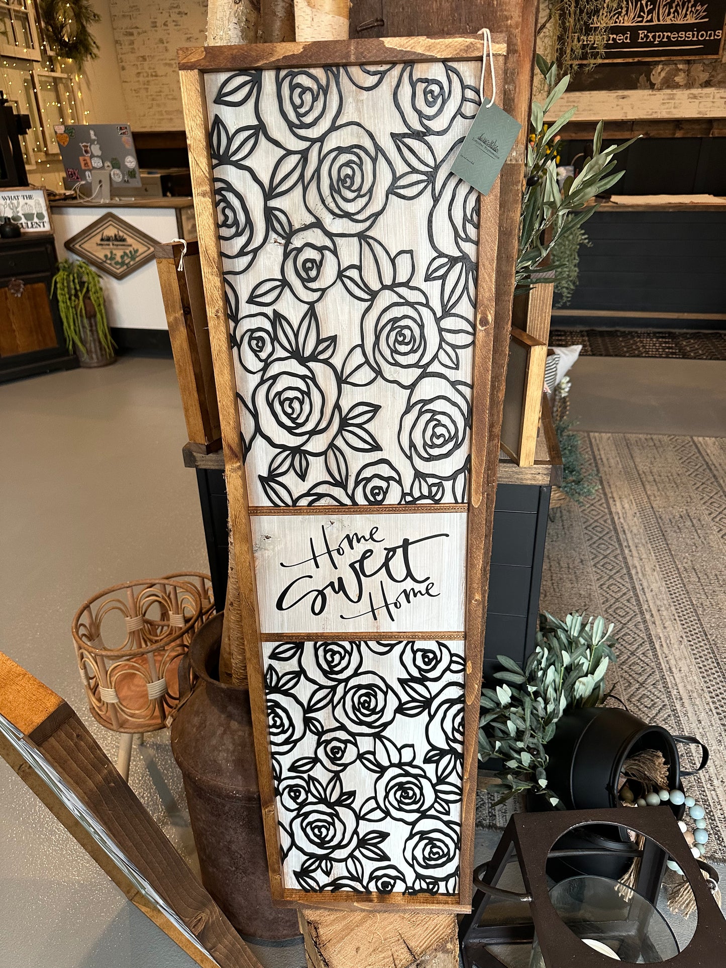 floral home sweet home porch sign