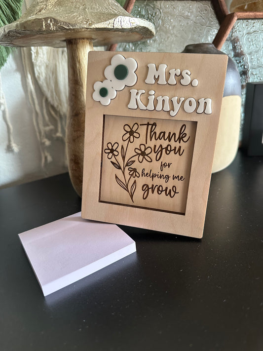 thank you for helping me grow post it holder